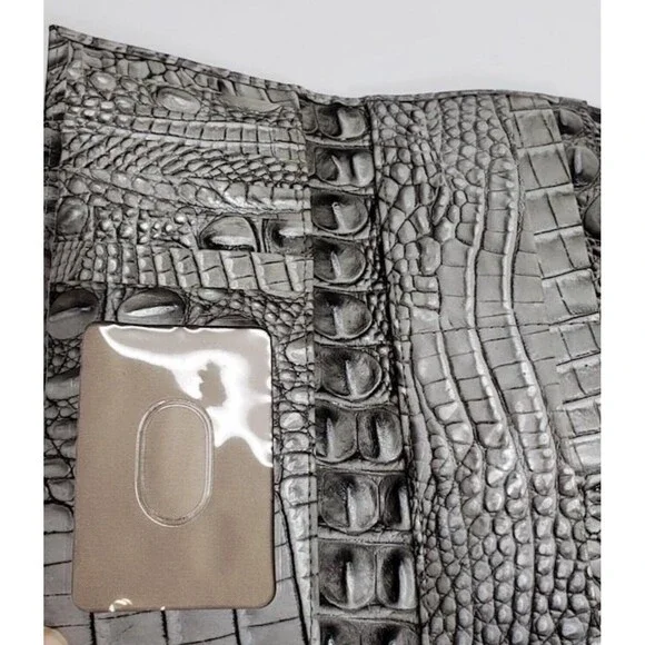 Brahmin Melbourne Veronica Trifold Envelope Leather Wallet Steel Gray Silver - Picture 6 of 12